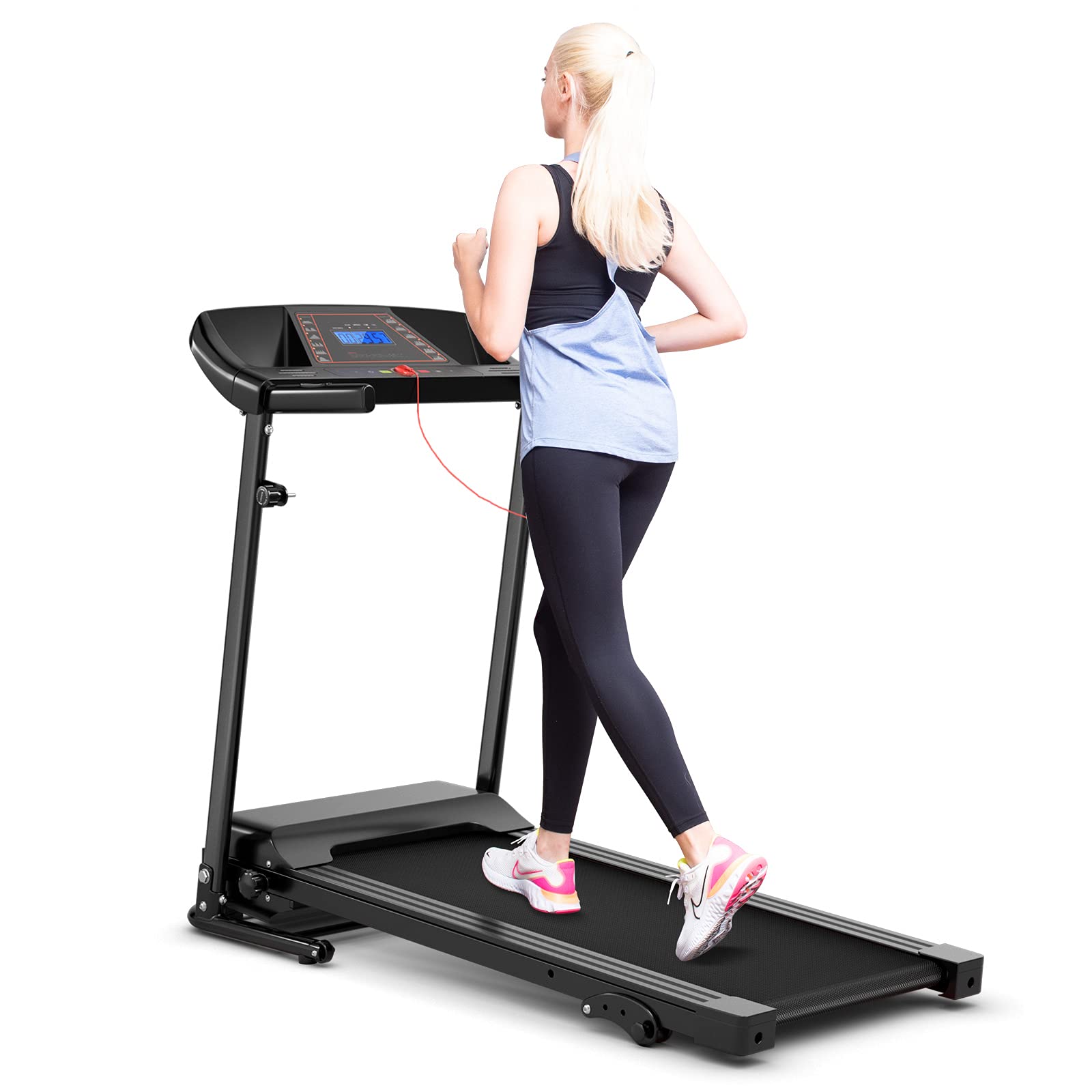GYMAX Foldable Treadmill, Walking Treadmill with Manual Incline, 12 Pr ...