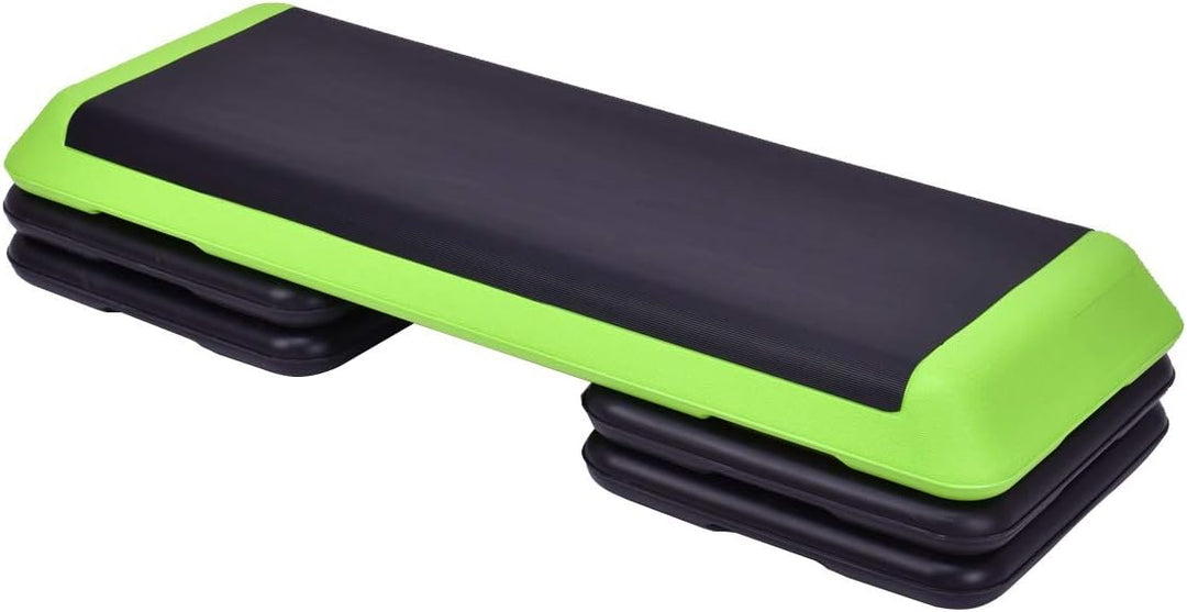 GYMAX Step Platform, 43'' Adjustable Exercise Equipment Aerobic Stepper with 4''-6''-8'' Risers for Cardio Fitness & Exercise