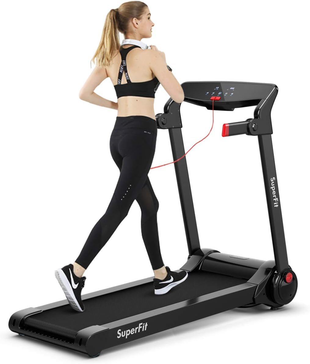 GYMAX Folding Treadmill, 3.0HP Free Installation Running Machine with Bluetooth Speaker