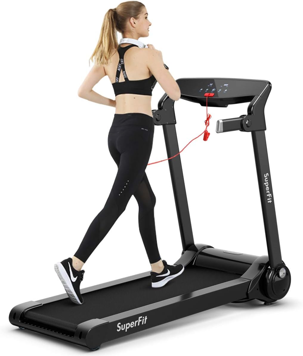 GYMAX Folding Treadmill, 3.0HP Free Installation Running Machine with Bluetooth Speaker