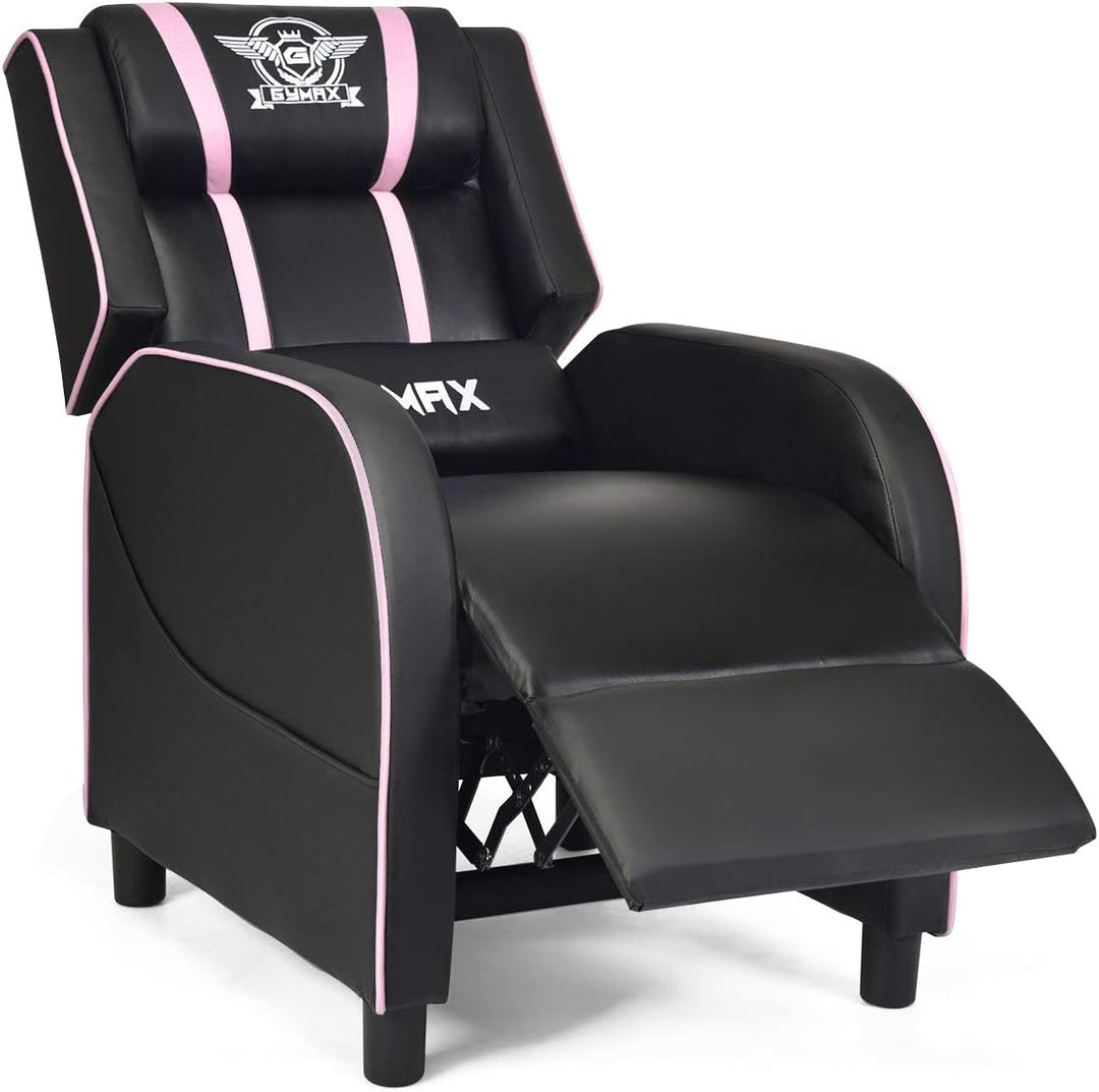 GYMAX Gaming Recliner, Massage Gaming Chair w/Adjustable Footrest, Remote Control & Side Pocket