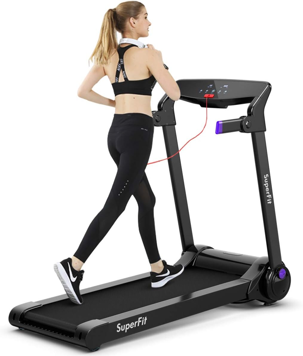 GYMAX Folding Treadmill, 3.0HP Free Installation Running Machine with Bluetooth Speaker