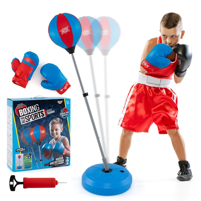 GYMAX Punching Bag for Adults & Teens, Boxing Equipment Set w/Height Adjustable Stand, Gloves & Pump