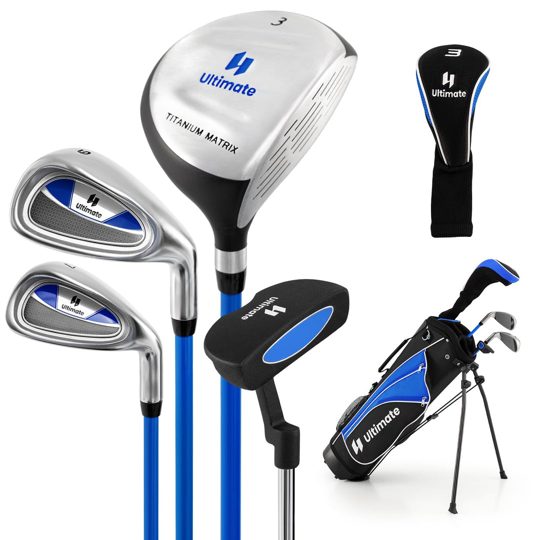 GYMAX Kids Golf Clubs, Junior Golf Set for Right Hand Includes #3 Fairway Wood & #7 & #9 Irons