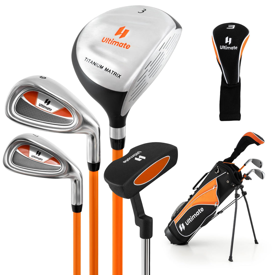 GYMAX Kids Golf Clubs, Junior Golf Set for Right Hand Includes #3 Fairway Wood & #7 & #9 Irons