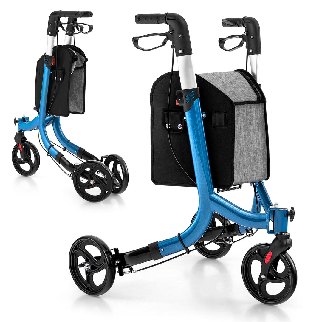 Folding Aluminum Rolling Walker w/Zippered Storage Bag