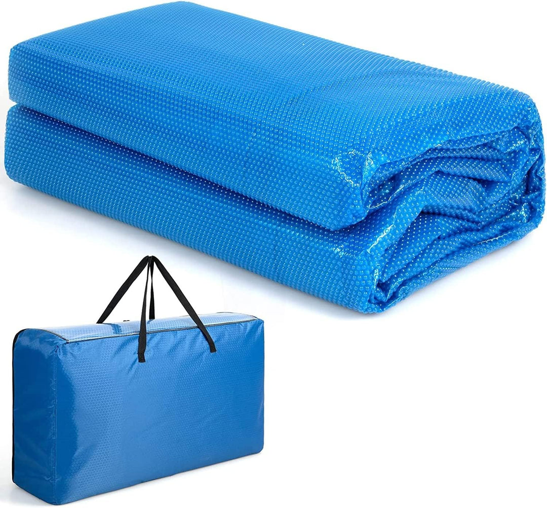 GYMAX Pool Cover, 16 FT x 32 FT/18 FT x 36 FT/20 FT x 40FT 12-mil Solar Pool Cover with Carry Bag