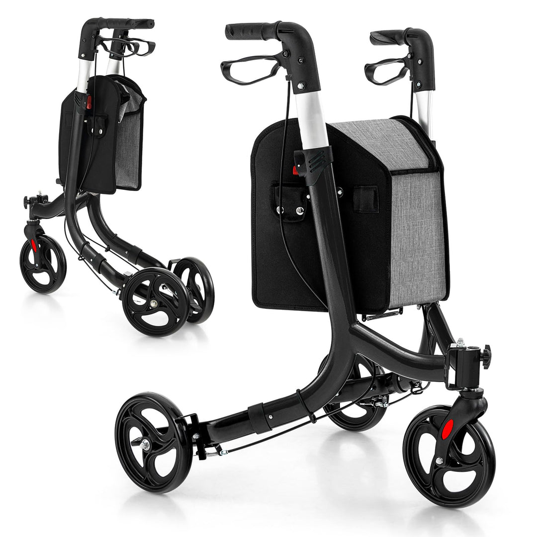 Folding Aluminum Rolling Walker w/Zippered Storage Bag