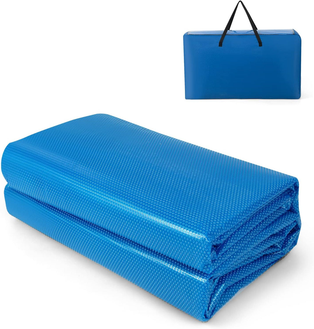 GYMAX Pool Cover, 16 FT x 32 FT/18 FT x 36 FT/20 FT x 40FT 12-mil Solar Pool Cover with Carry Bag