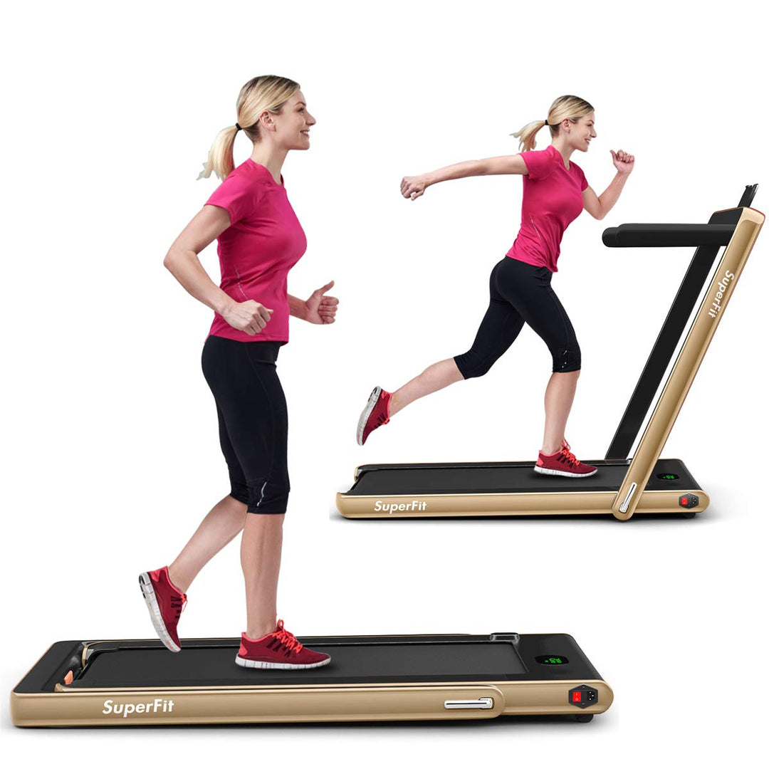 GYMAX Walking Pad, 2.25HP Foldable Treadmill with Smart App & Remote Control, Bluetooth LED Monitor
