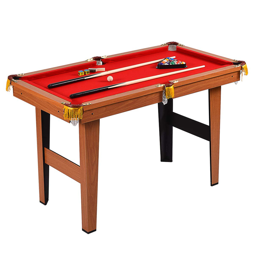 Gymax Mini Pool Table, Tabletop Pool Set Billiards Game Set Includes Game Balls, Sticks, Chalk, Brush and Triangle