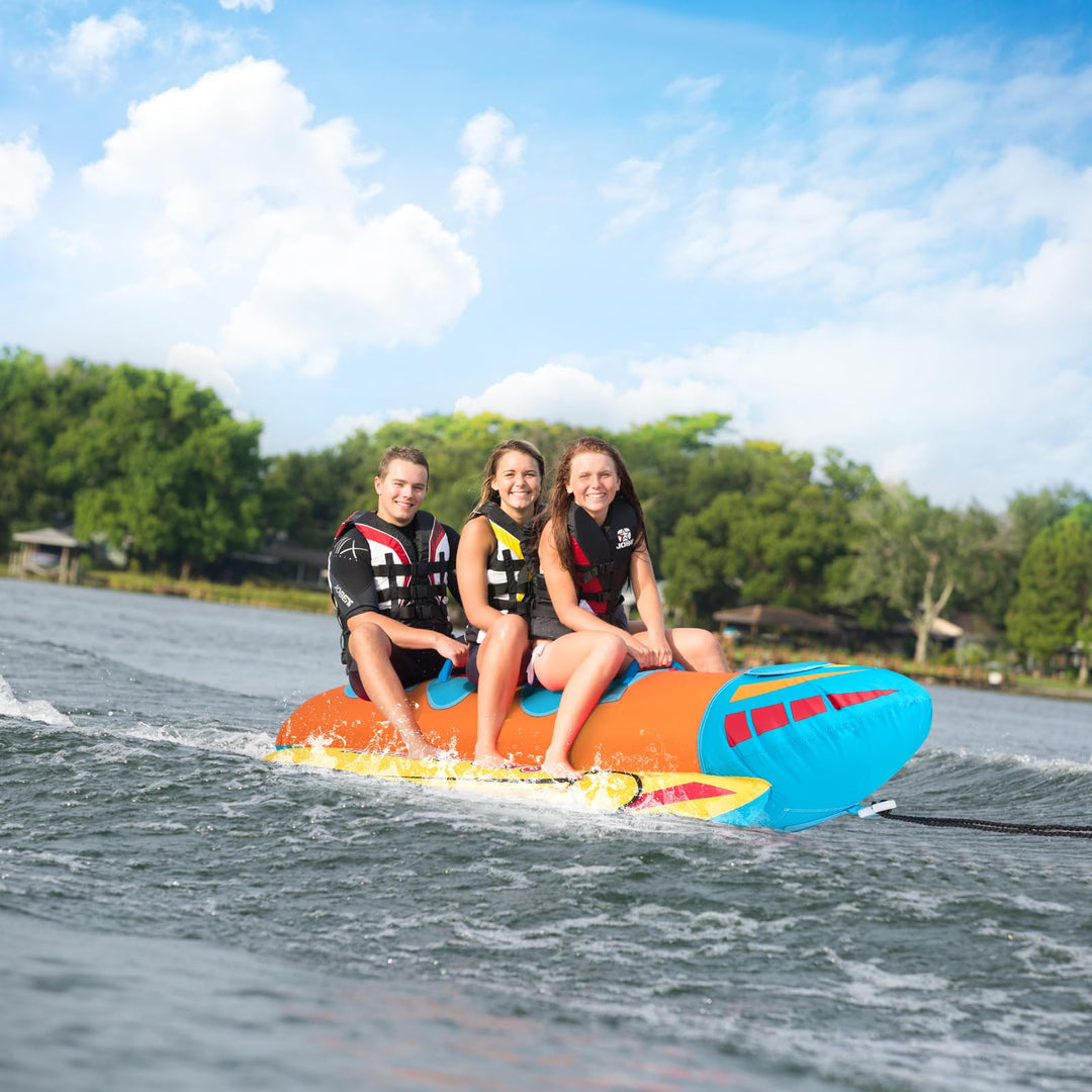 Hot Rider Dog GYMAX Hot Dog Towable, 1-3 Riders Towable Tube for Boating with EVA Se ...