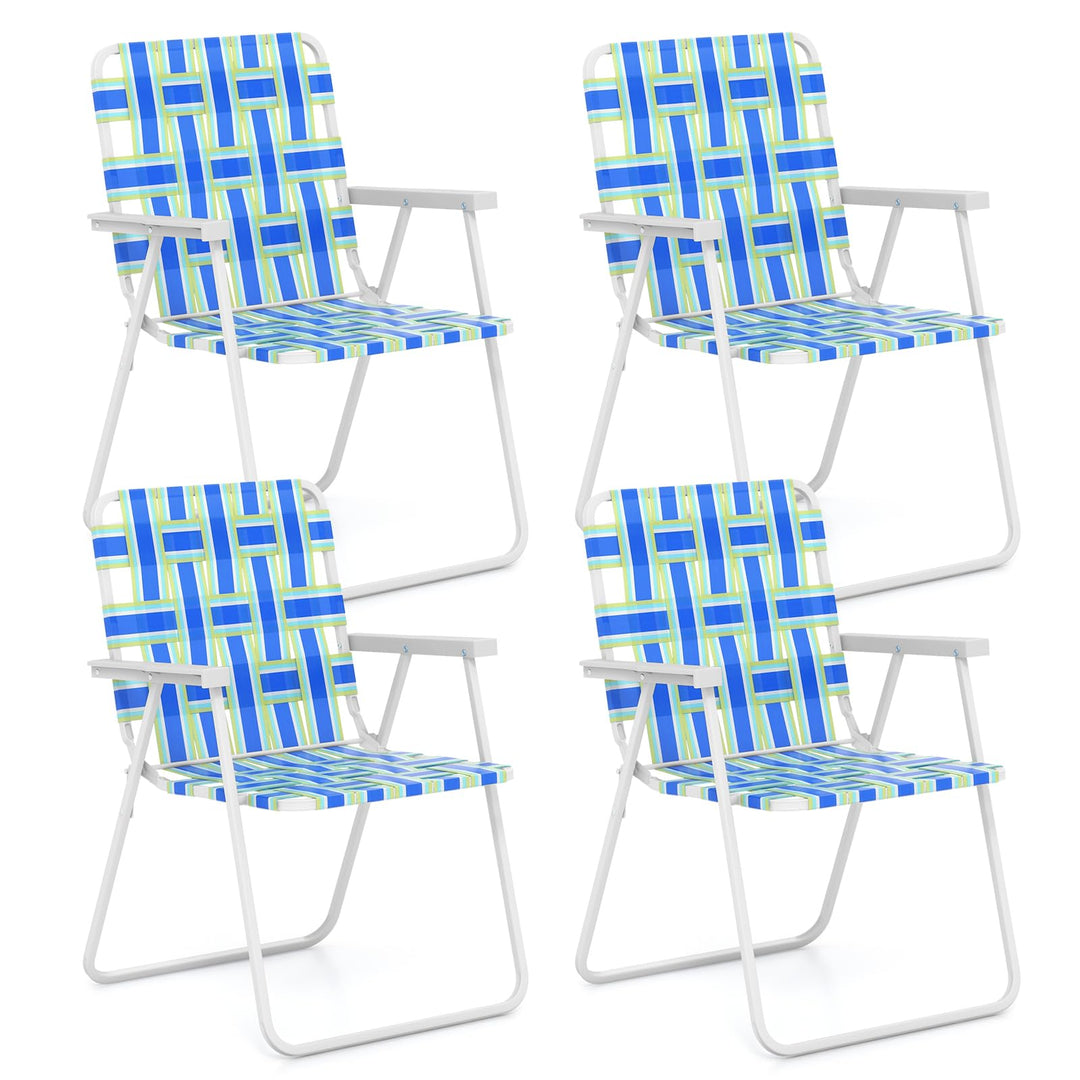 GYMAX Folding Chair, Patio Lawn Chair Set with Armrest, Indoor/Outdoor 2/4/6 Pack Webbed Lightweight Dinning Chair