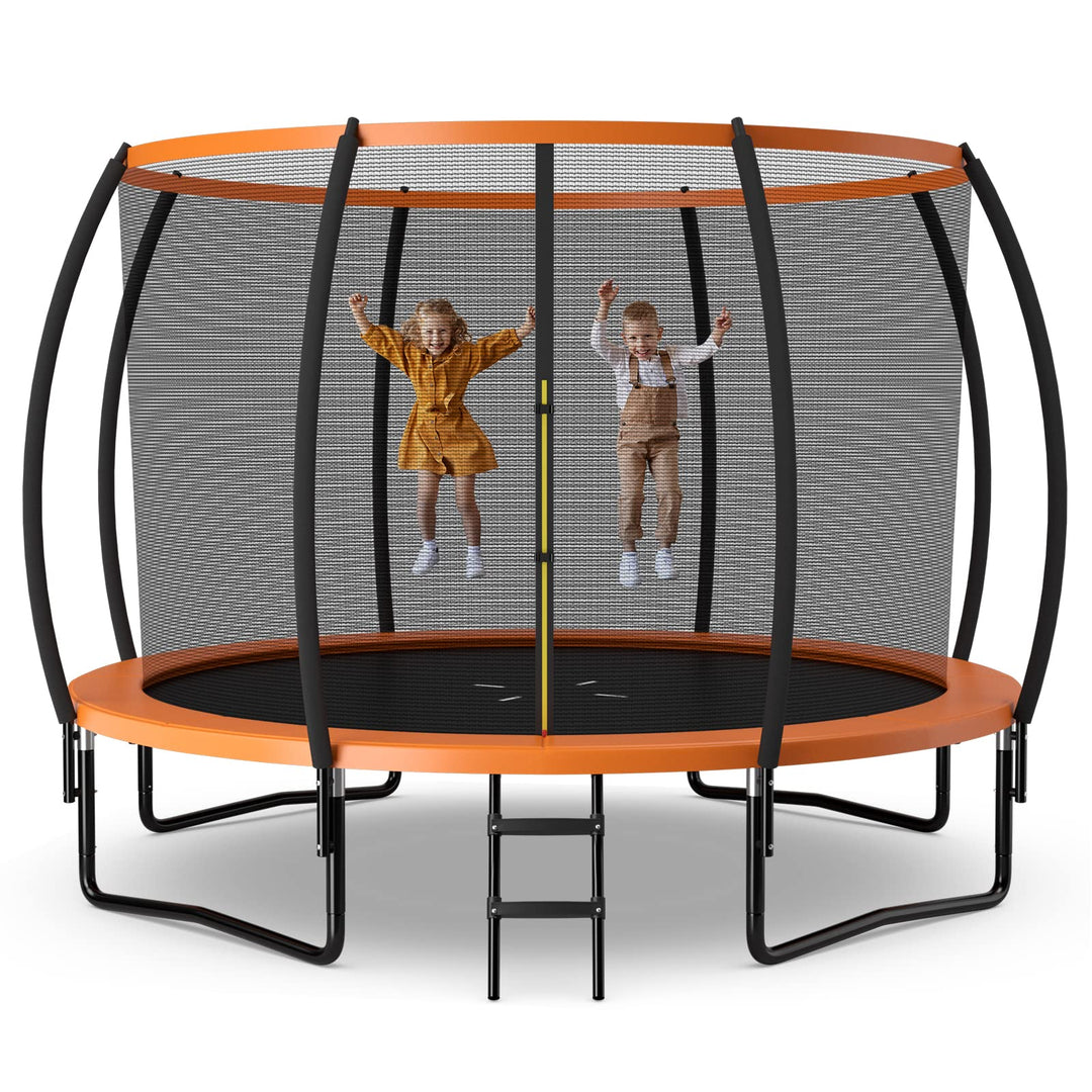 GYMAX Trampoline, 12FT ASTM Approved Recreational Trampoline with Enclosure, Ladder & Galvanized Steel Frame