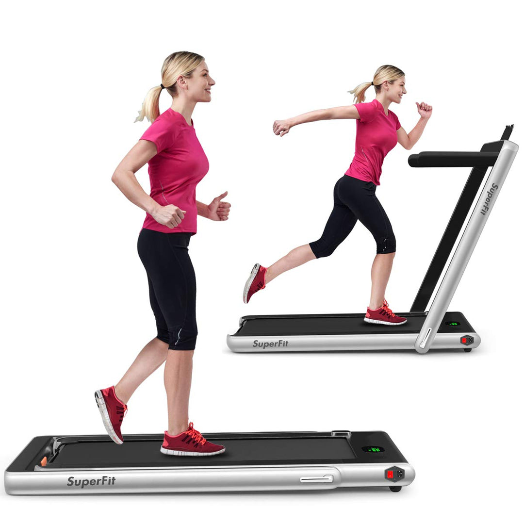 GYMAX Walking Pad, 2.25HP Foldable Treadmill with Smart App & Remote Control, Bluetooth LED Monitor