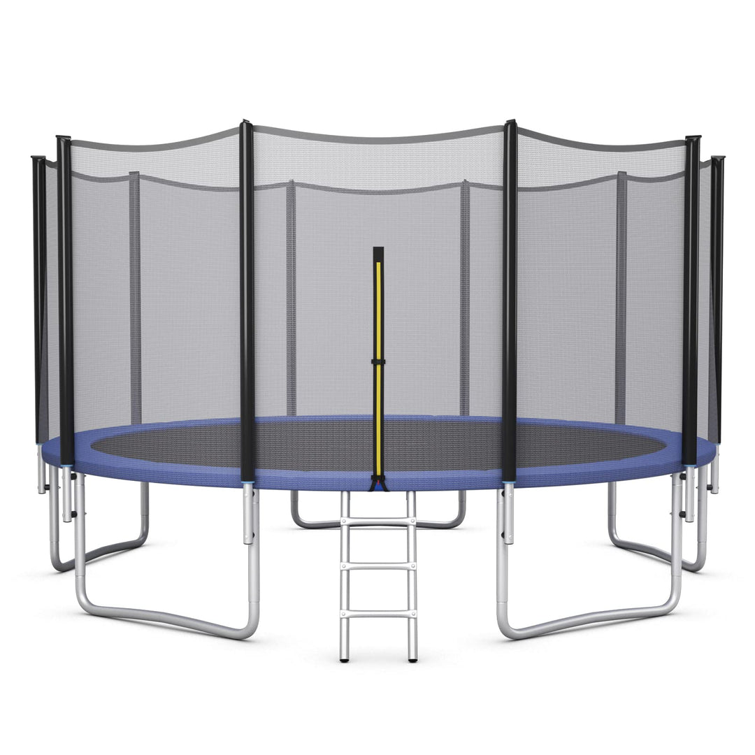 GYMAX Trampoline, 8FT 10FT 12FT 14FT 15FT 16FT Recreational Trampolines w/Safety Enclosure Net & Ladder - ASTM Certificated
