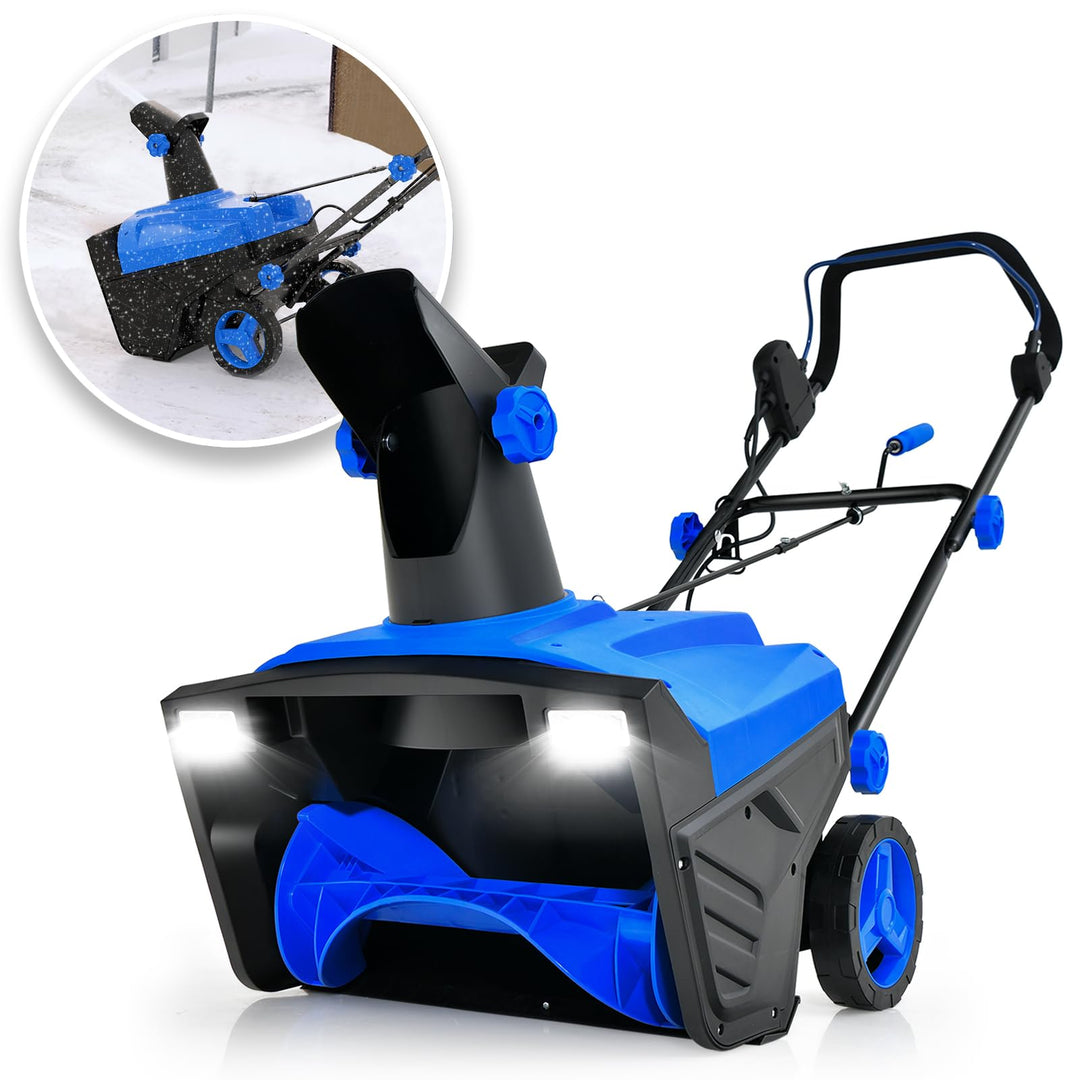 GYMAX Snow Blower, 20” Corded Walk-Behind Snow Blower with 15 AMP Motor, 30 FT Throwing Distance, Directional Chute & Dual LED Lights