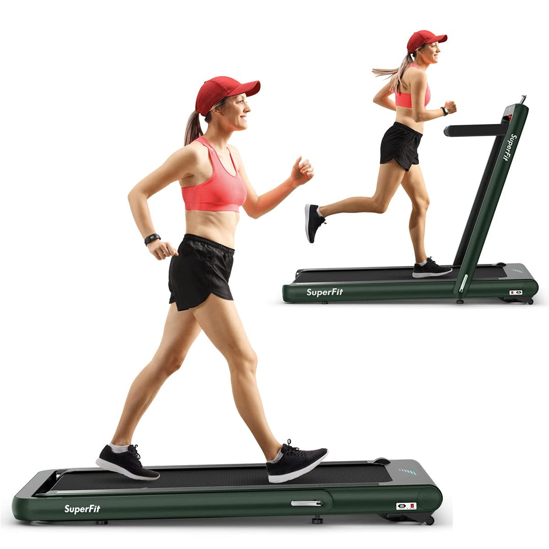 GYMAX Under Desk Folding Treadmill, 4.75HP 2 in 1 Running Walking Machine with Heart Rate Control