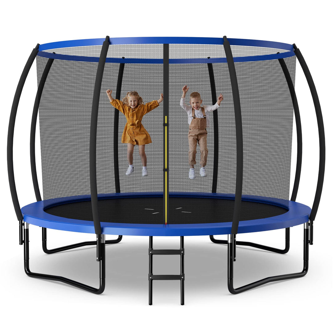 GYMAX Trampoline, 12FT ASTM Approved Recreational Trampoline with Enclosure, Ladder & Galvanized Steel Frame