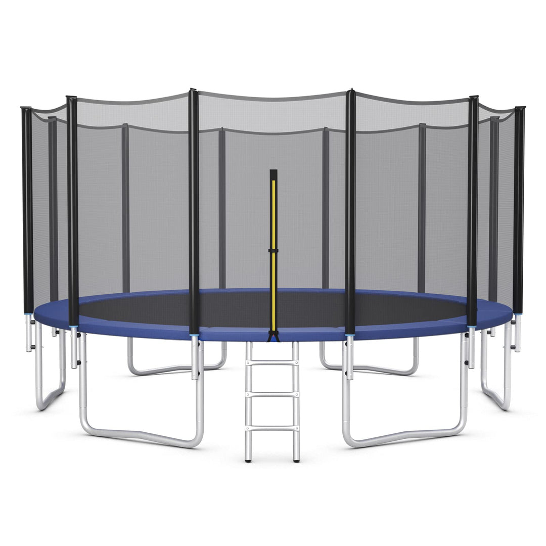 GYMAX Trampoline, 8FT 10FT 12FT 14FT 15FT 16FT Recreational Trampolines w/Safety Enclosure Net & Ladder - ASTM Certificated