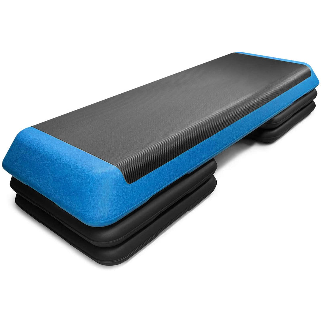GYMAX Step Platform, 43'' Adjustable Exercise Equipment Aerobic Stepper with 4''-6''-8'' Risers for Cardio Fitness & Exercise