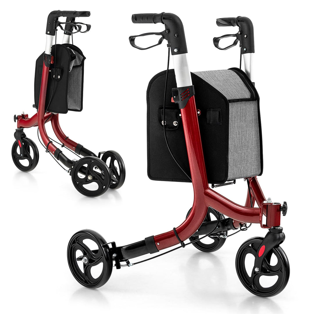Folding Aluminum Rolling Walker w/Zippered Storage Bag