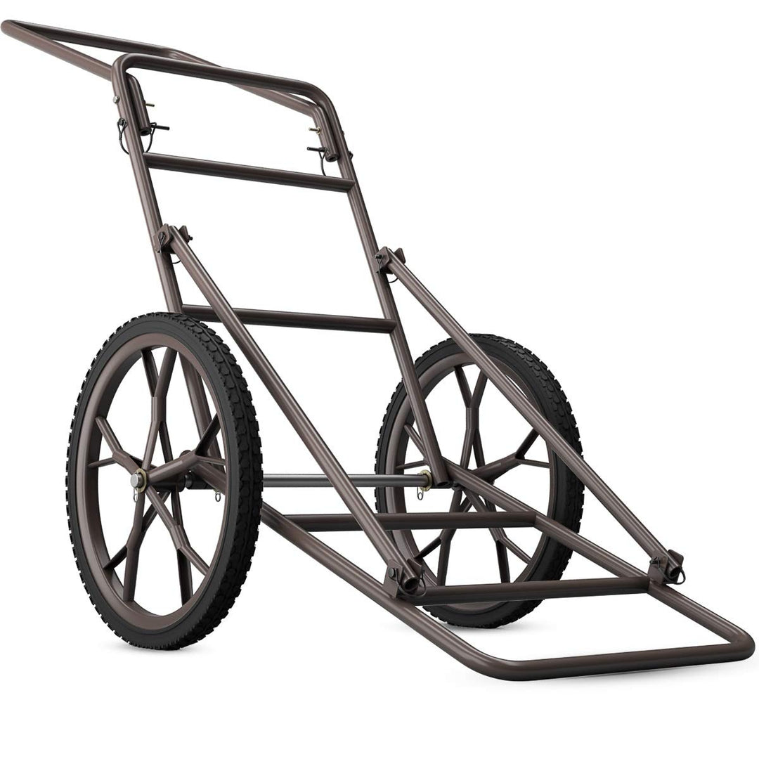 GYMAX Folding Deer Cart, 500 lbs Heavy Duty Game Cart with 17" Rubber Wheels, Utility Gear Dolly Cart for Game