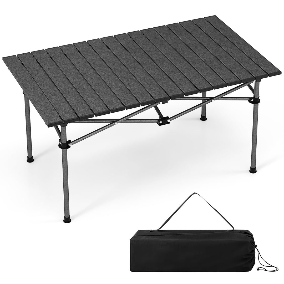 GYMAX Camping Table, Folding Roll-Up Picnic Table w/Carrying Bag