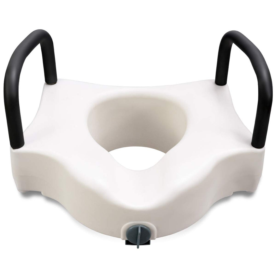 GYMAX Raised Toilet Seat, Portable Toilet Seat Lifter with Lock and Removable Armrests