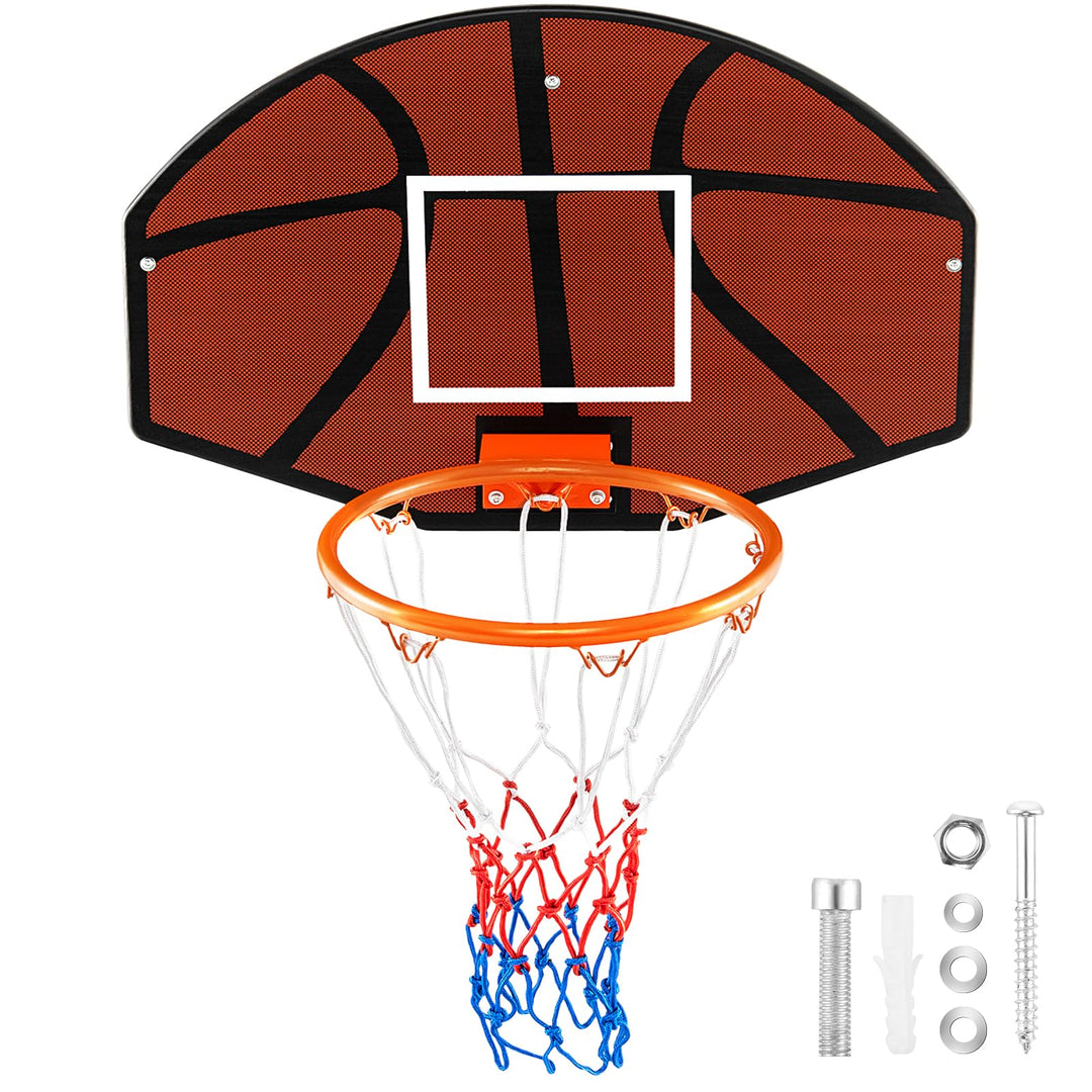 GYMAX Mini Basketball Hoop, Portable Wall Mounted Basketball Hoop with Shatterproof Backboard & All Weather Net, Mounting Hardware Included