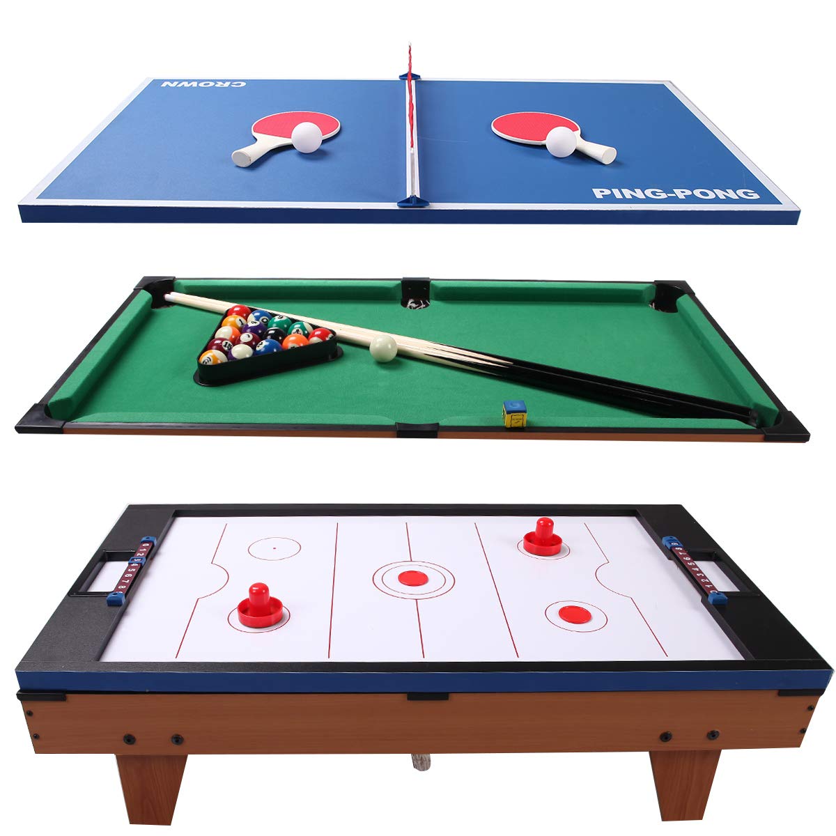 GYMAX Multi Game Table, 3-in-1 Versatile Game Table for Pool Billiard ...