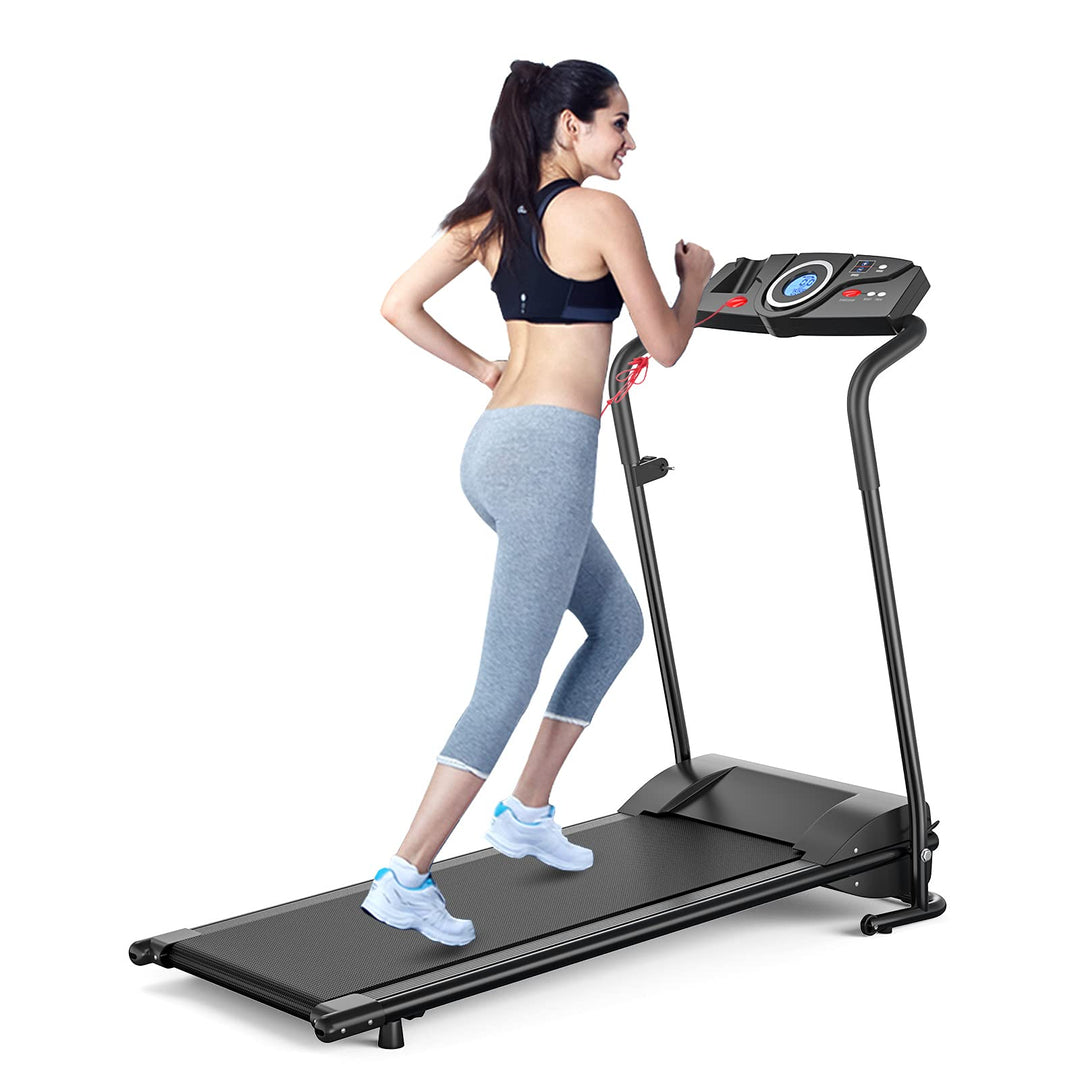 GYMAX Folding Treadmill, Electric Motorized Running Machine with 12 Preset Programs & LCD Monitor