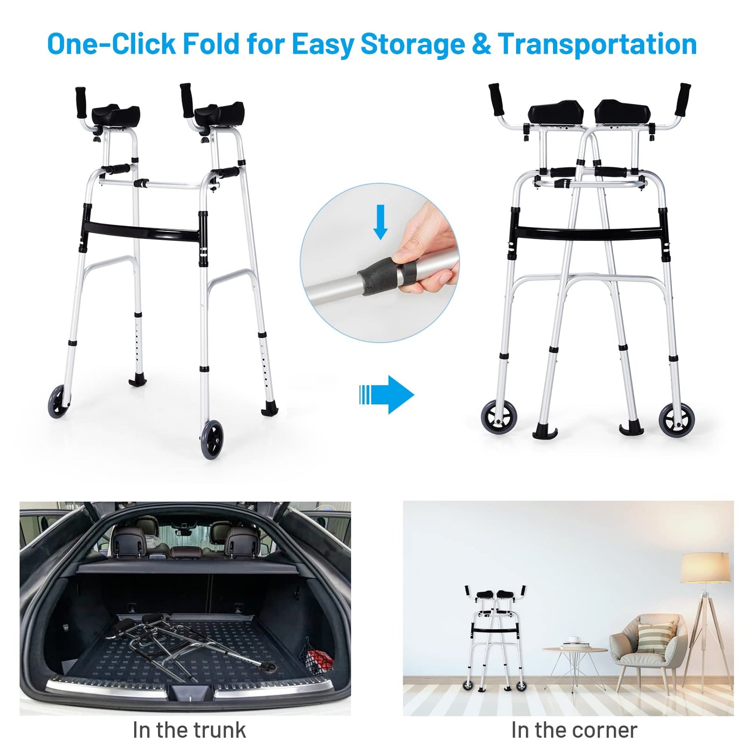 GYMAX 440lbs Lightweight Aluminum Alloy Rehabilitation Auxiliary Walker
