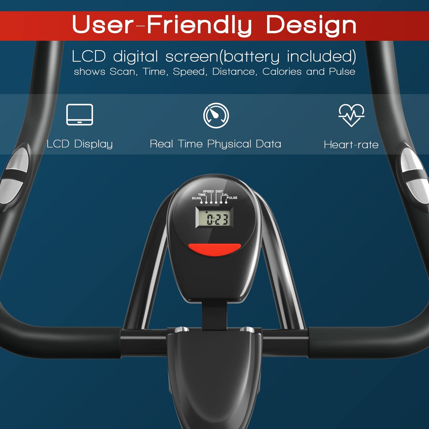 GYMAX Indoor Stationary Bike, Cardio Cycling Bike with LCD Monitor & Heart Rate Sensor