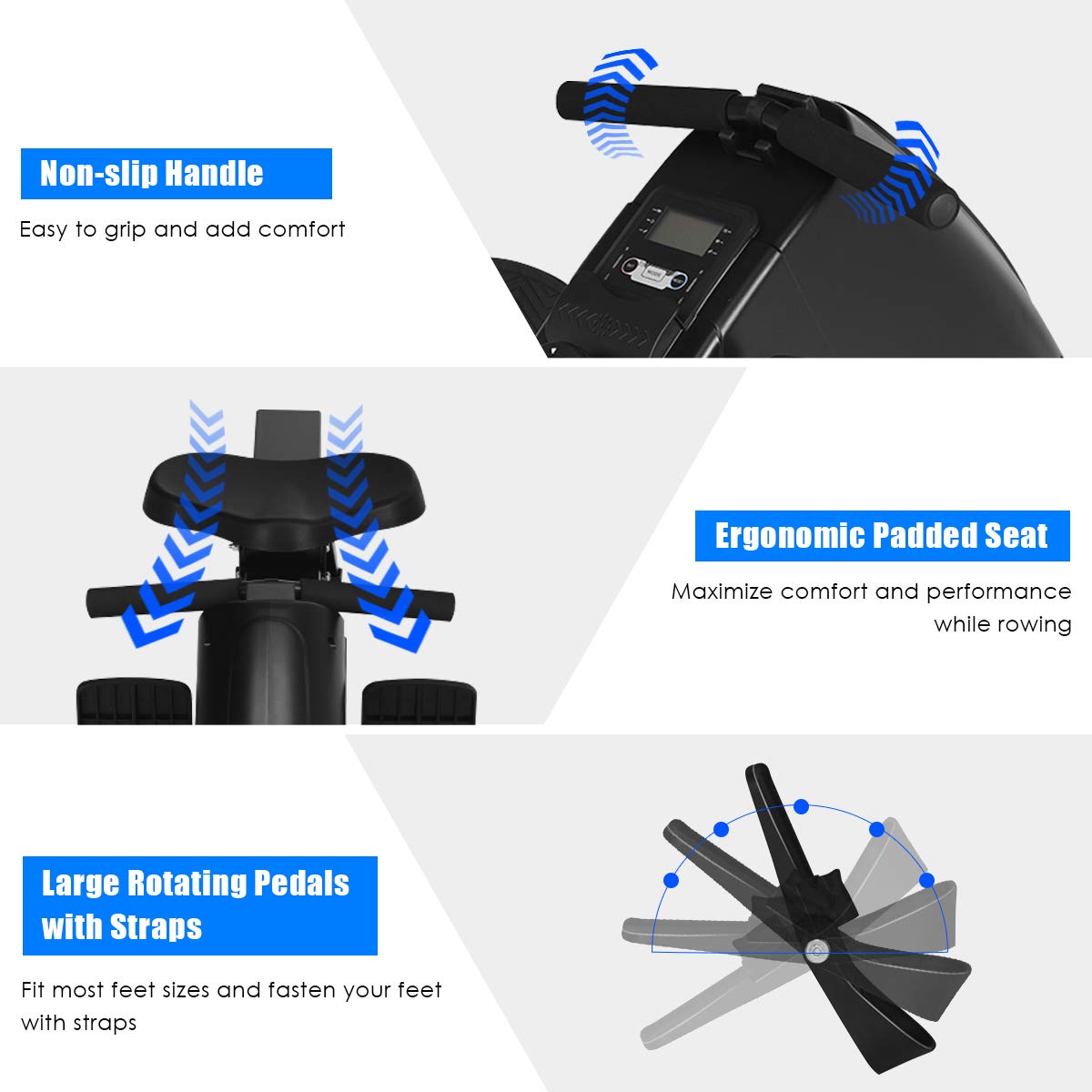 GYMAX Magnetic Rowing Machine, Foldable Rower with Digital Monitor & 10 Level Adjustable Resistance