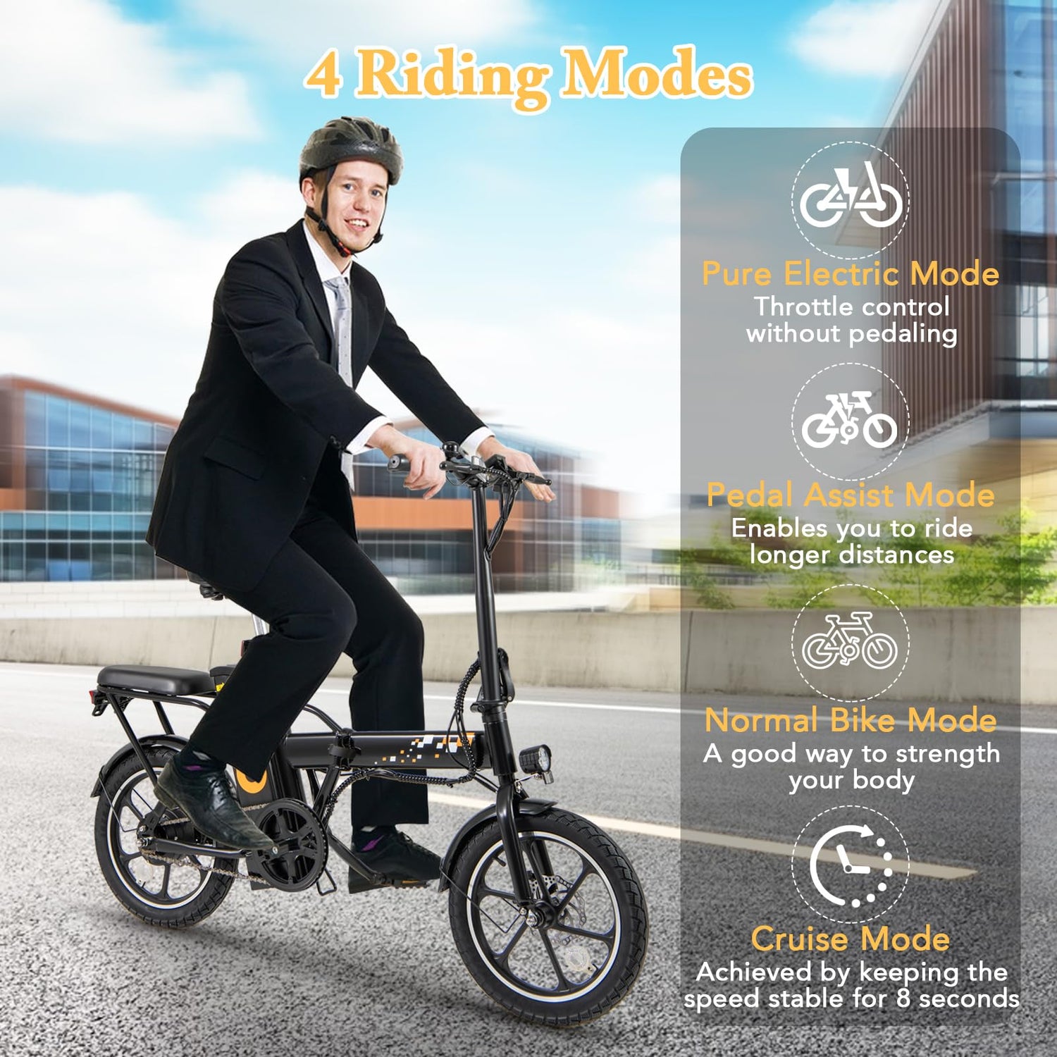 GYMAX Electric Bike for Adults, 16" Foldable Electric Bicycle Peak 650W Brushless Motor, 42V 10.4Ah Removable Battery, Max. 20 MPH