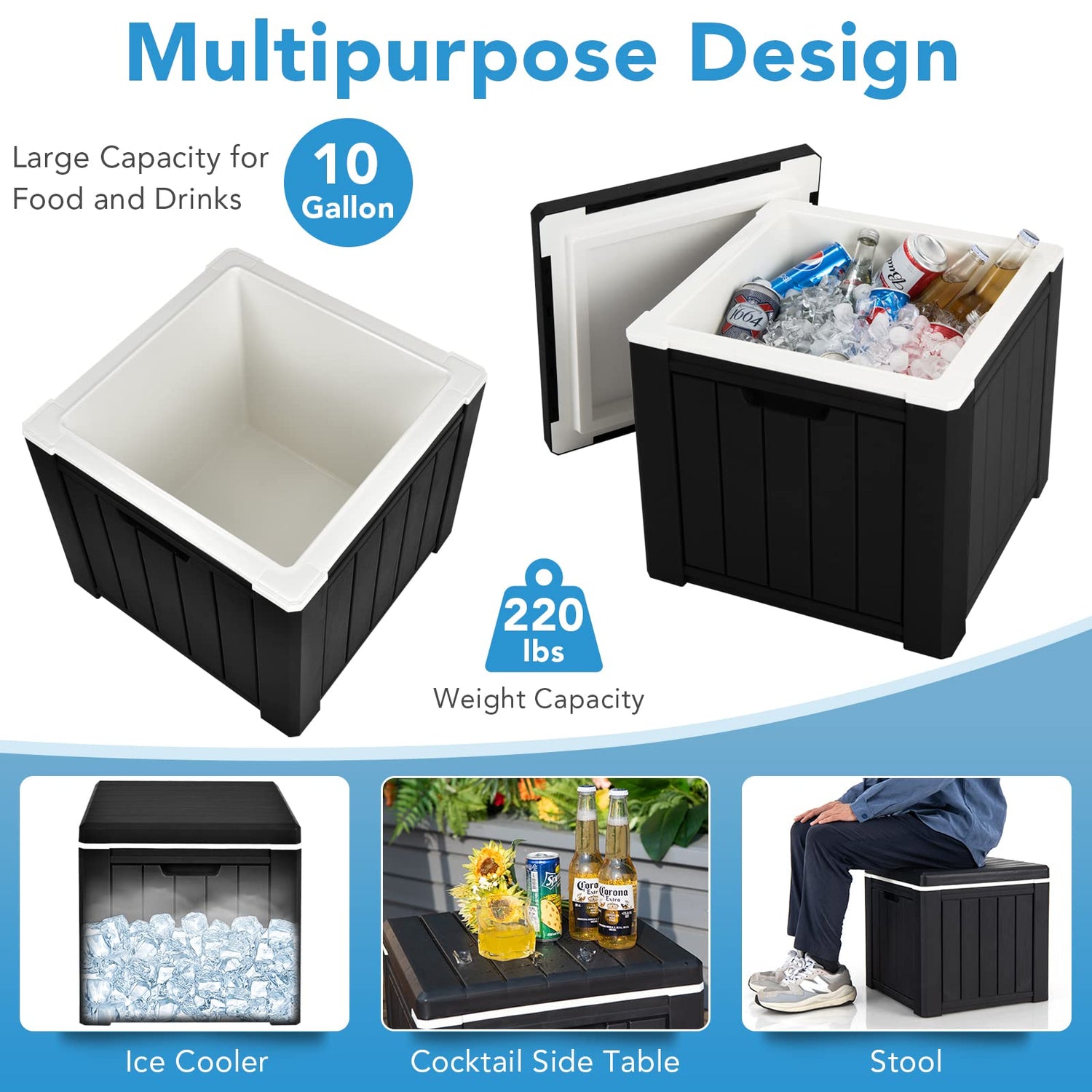 GYMAX Camping Cooler, Insulated 40 Qt Heavy Duty Ice Chest with Built-in Handles and Detachable Lid