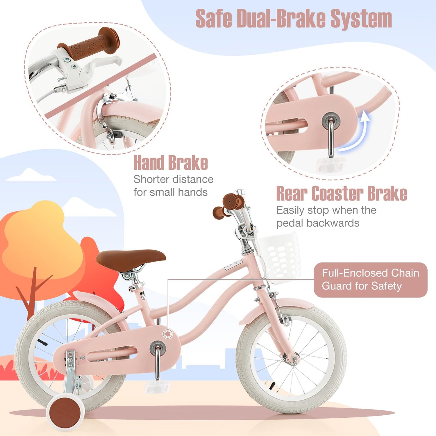 GYMAX Kids Bike for Boys & Girls Aged 3-8 Years, 14/16/18 Inches Children Bicycle w/Training Wheels