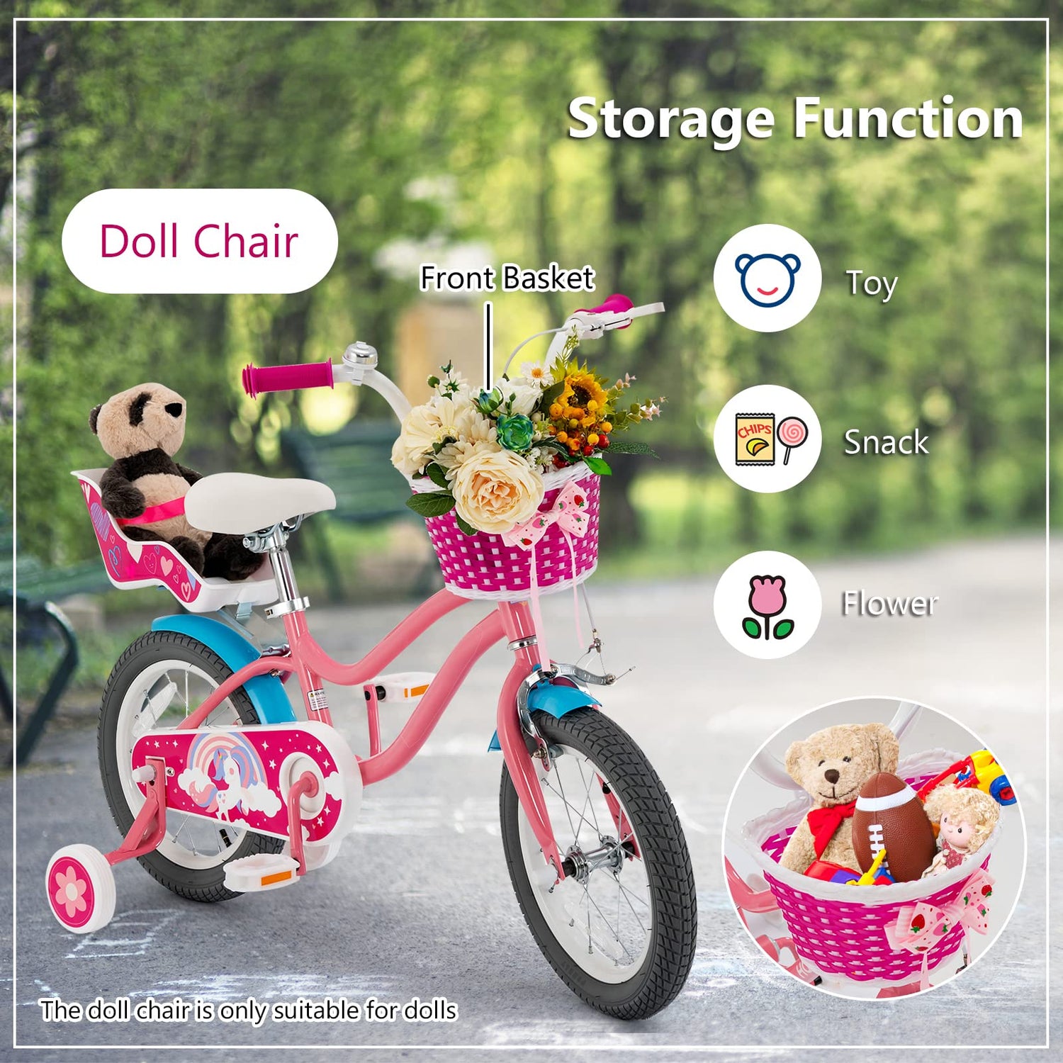 GYMAX Kids Bike, 18 Inch Kids Bicycle with Removable Training Wheels, Coaster Brake, Handbrake
